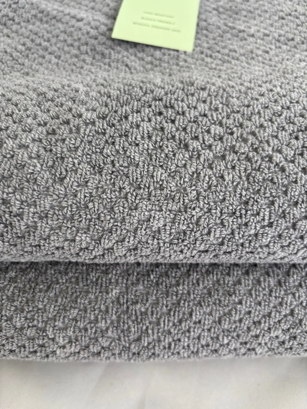 NWT 2Pc Ecoexistence Melange Luxury Bath Towels in Grey Textured Cotton